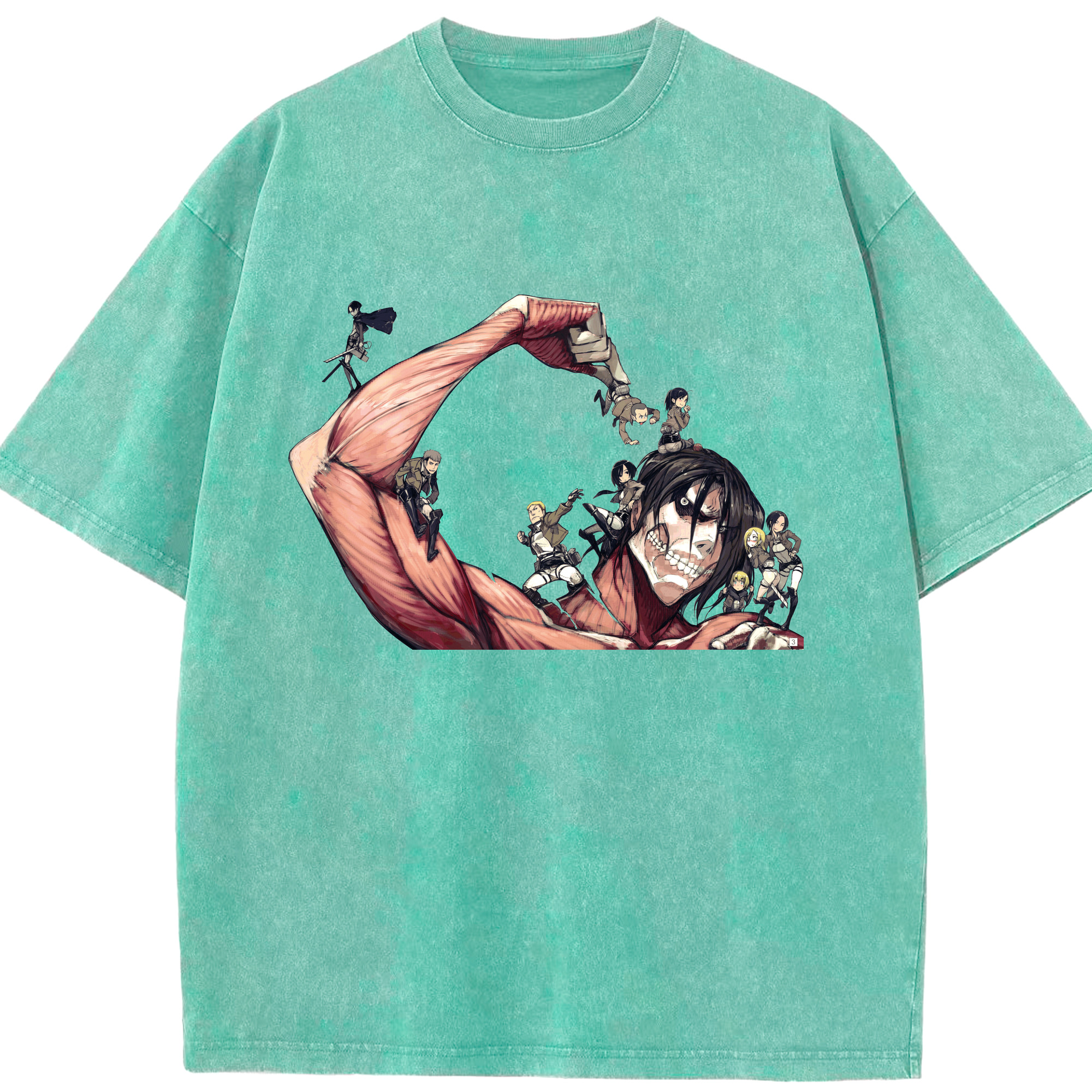 （画像用） 進撃の巨人 Attack on Titan 綿100% ヴィンテージ風 半袖Tシャツ（フロントプリント）